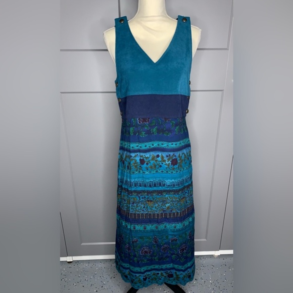 Vintage R.J. & Co. Maxi Tank Dress Women Petite 6 V-Neck Floral Print Multicolor